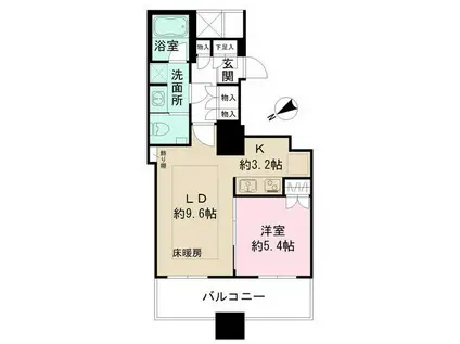 ザ・パークハウス西新宿タワー60(1LDK/6階)の間取り写真