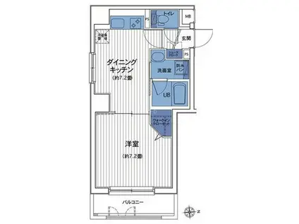 HF三田レジデンスII(1DK/9階)の間取り写真