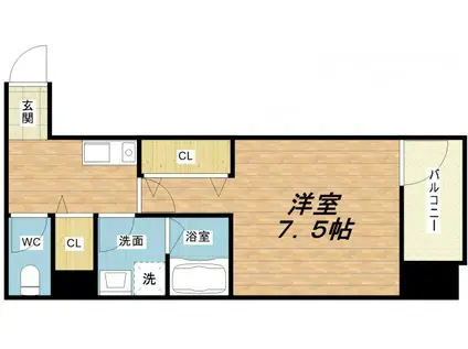 TOYOTOMI STAY PREMIUM 梅田西II(1K/6階)の間取り写真