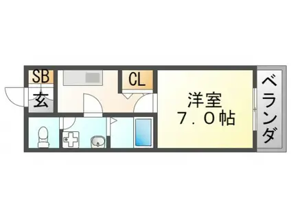 グランカーサ緑地公園(1K/2階)の間取り写真