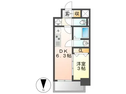 メイクスWアート名駅南III(1DK/10階)の間取り写真