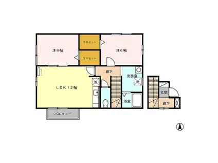 アレイRYU D(2LDK/2階)の間取り写真