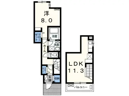 サニーハウス(1LDK/2階)の間取り写真