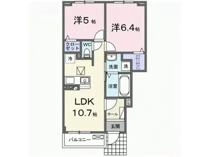 ティール(2LDK/1階)の間取り写真
