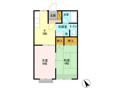 山木ハイツA(2K/1階)の間取り写真