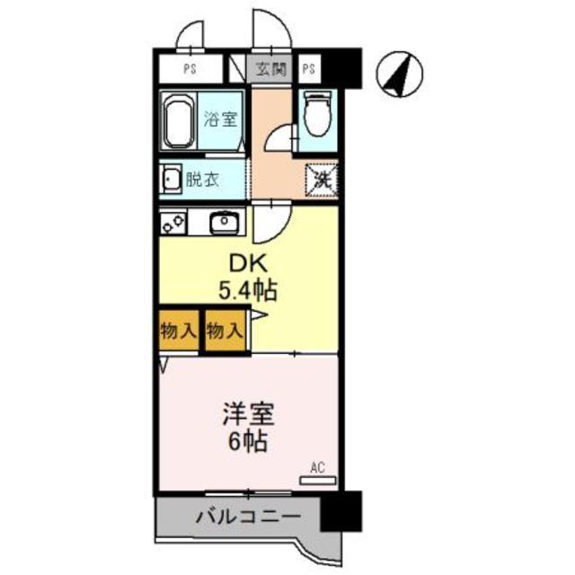 ウエストVILLA 21(1DK/5階)の間取り写真