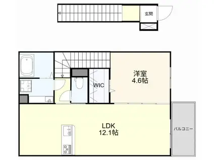 ラヴィベール(1LDK/2階)の間取り写真
