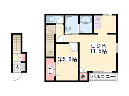 メゾン村川III(1LDK/2階)の間取り写真