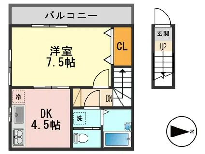 プレミール(1DK/2階)の間取り写真