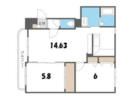 オリエンタル栄通(2LDK/2階)の間取り写真