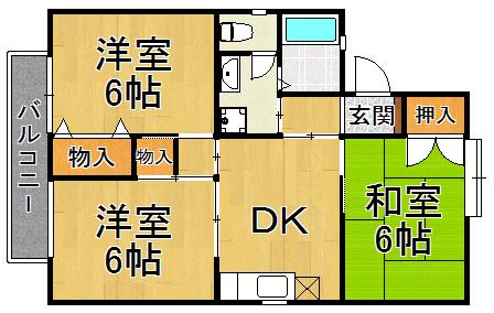 パセオ仁川(3DK/2階)の間取り写真