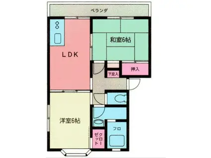 ドミール羽沢A(2LDK/1階)の間取り写真