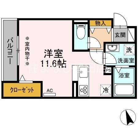 サンシャインヒルズ昭和町(ワンルーム/3階)の間取り写真