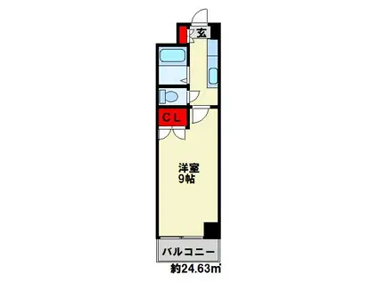 RISO初音(1K/4階)の間取り写真