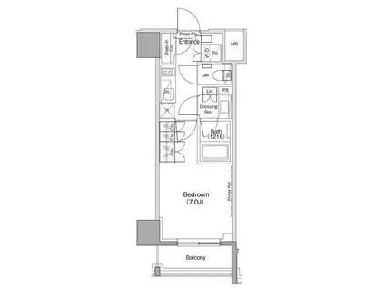 ザ・パークハビオ麻布十番(1K/3階)の間取り写真