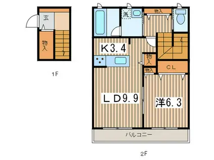 サントル上北沢(1LDK/2階)の間取り写真