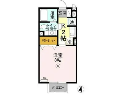 ヴェルドミールI(1K/1階)の間取り写真