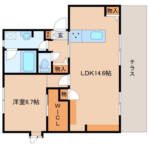 グリーンハイツ高塚B棟(1LDK/1階)の間取り写真