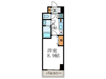 YS FLATS西陣(1K/9階)の間取り写真