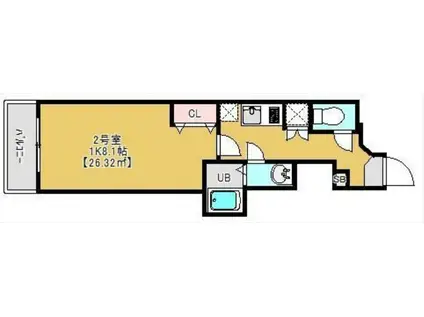 LEONIS(1K/3階)の間取り写真