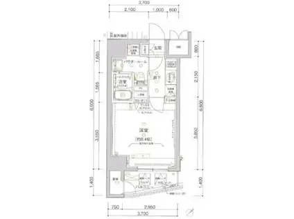 アルテシモプリマ(1K/6階)の間取り写真