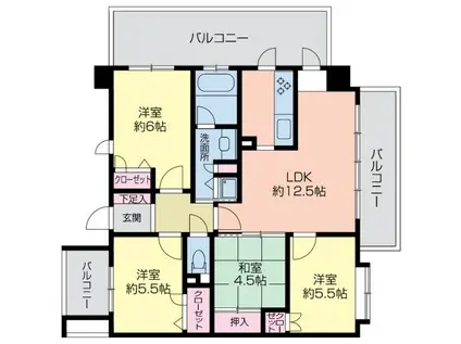 KDXレジデンス平尾浄水町(4LDK/3階)の間取り写真