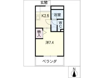 フォレストサイド(1K/2階)の間取り写真
