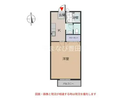 ANGE(1K/1階)の間取り写真