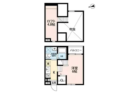 LUANA(1K/1階)の間取り写真