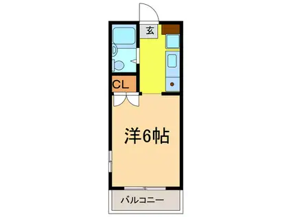 モンパレス小山6号棟(ワンルーム/2階)の間取り写真