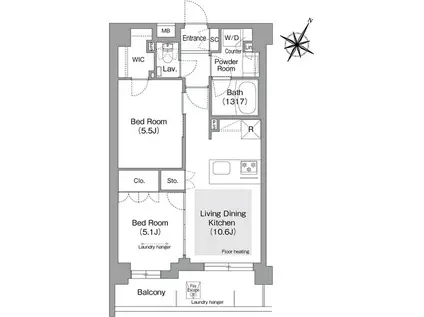 コンフォリア・リヴ文京護国寺(2LDK/4階)の間取り写真