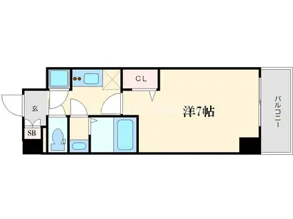 ファーストフィオーレ谷町六丁目フェリシア(1K/2階)の間取り写真