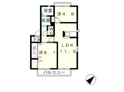 メゾンドフレール(2LDK/1階)の間取り写真
