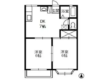 アンジェリーク福島(2DK/2階)の間取り写真