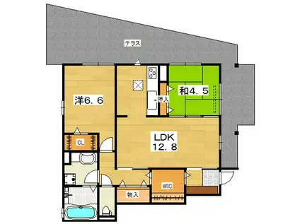 かいがけ道II(2LDK/1階)の間取り写真