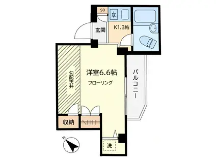 シェソワ・アン(1K/4階)の間取り写真