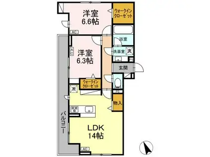 リエート(2LDK/3階)の間取り写真