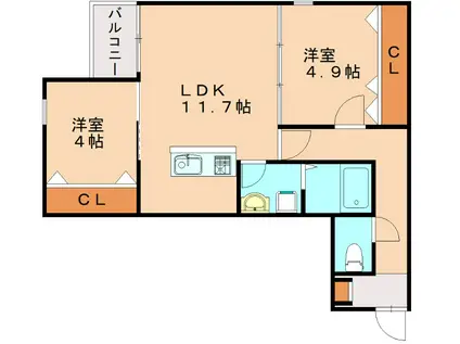 ペーナ・バリオII棟(2LDK/3階)の間取り写真
