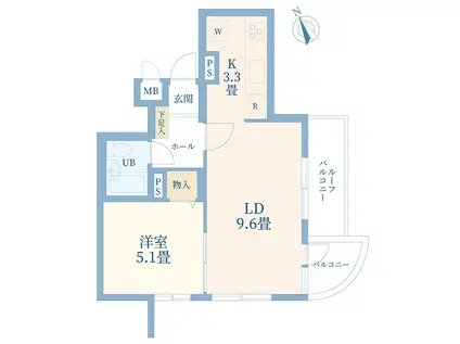 メゾンエクレーレ西大井(1LDK/4階)の間取り写真