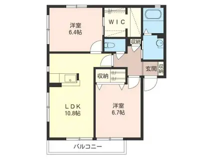 フローラ・A(2LDK/1階)の間取り写真