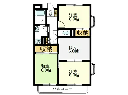 国立イーストハイツ(3DK/2階)の間取り写真
