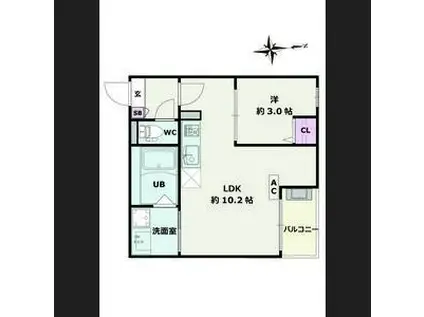 JACK HEIWA I(1LDK/1階)の間取り写真