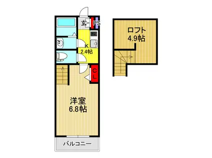 FONTANA ノース(1K/1階)の間取り写真