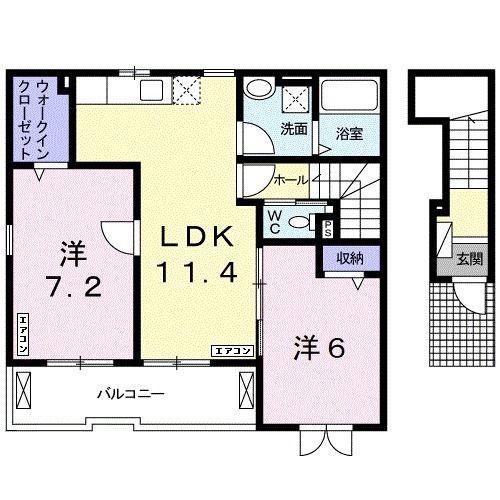 シャルパンティエ III(2LDK/2階)の間取り写真
