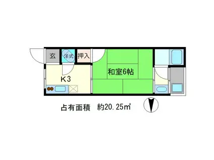 日生ハイツB棟(1K/2階)の間取り写真