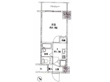 スカイコート三田慶大前(1K/8階)の間取り写真