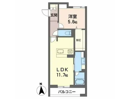 ラピス連坊(1LDK/2階)の間取り写真
