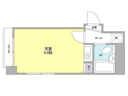 碧銀座新富(ワンルーム/2階)の間取り写真