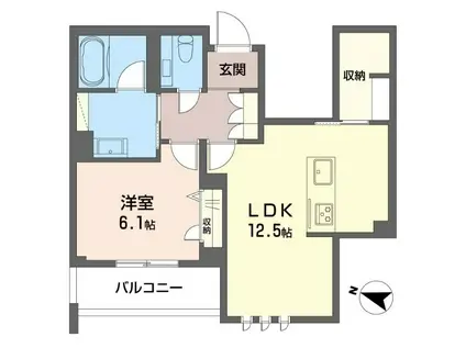 シャーメゾンステージ横濱白楽(1LDK/2階)の間取り写真