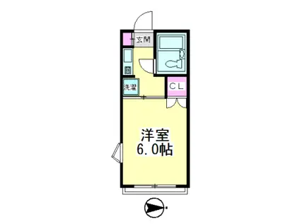 ハッピーベル(1K/2階)の間取り写真